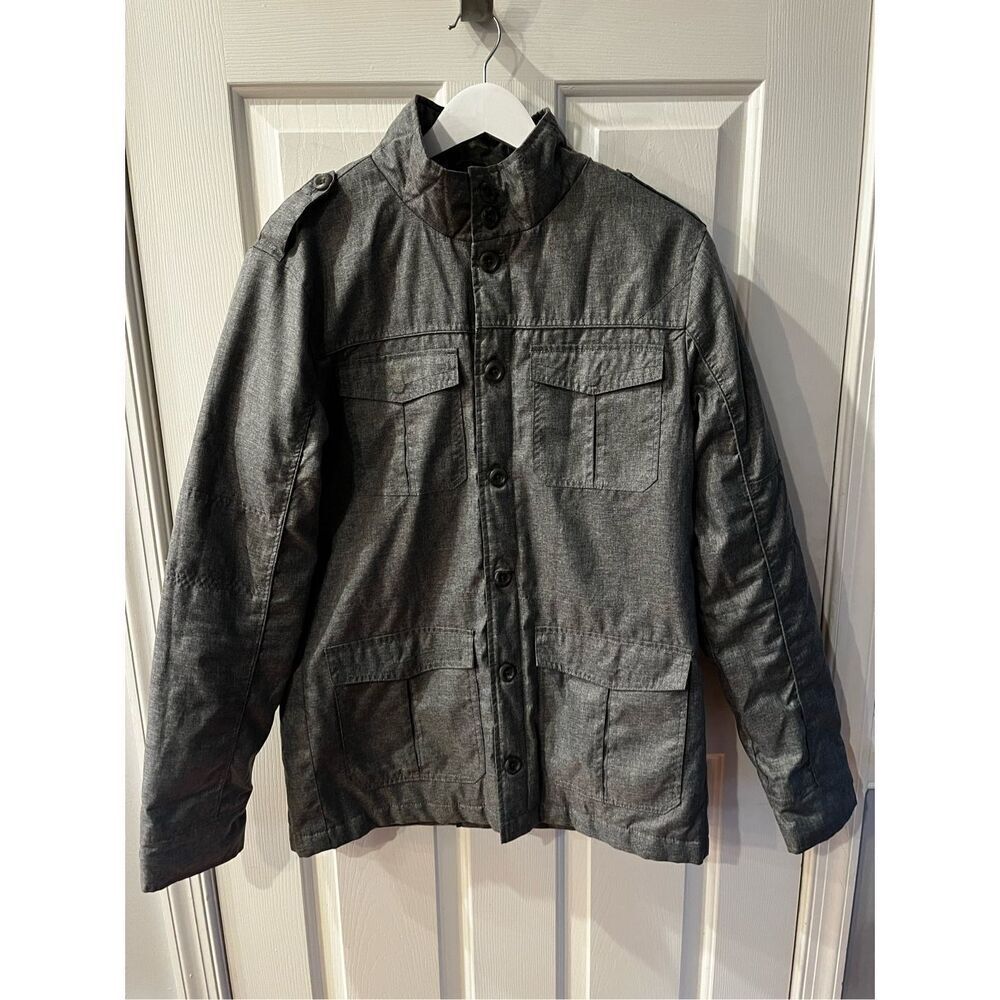 BKE Mens Gray Quilted Utility Jacket sz M EUC